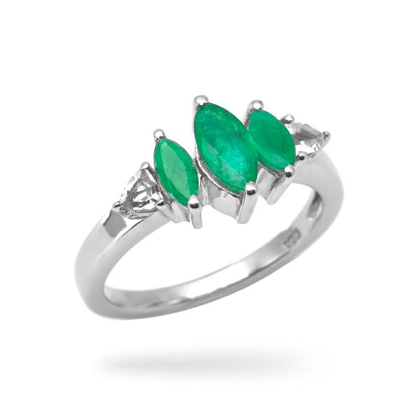 Bague emeraude, topaze  argent Mira